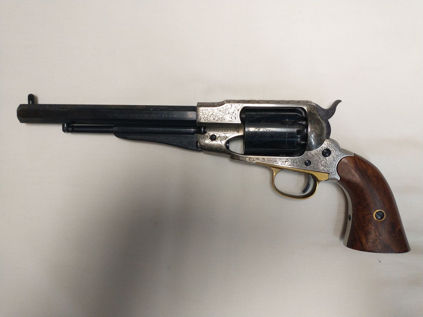 Pietta 1858 Nickle Finish Engraved New Army Revolver .44 Cal. 2